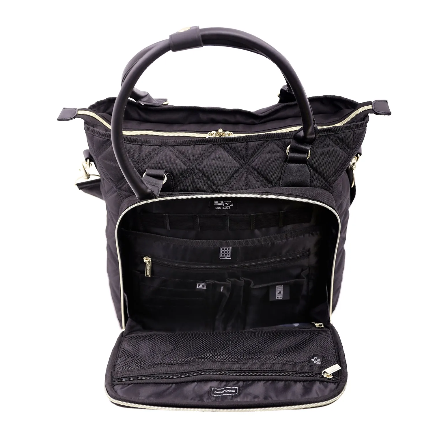 Aerolite 16.5” Quilted Ladies Laptop Bag – Elegant Travel Tote, Carry-On Hand Luggage, 45x36x20cm, Padded Shoulder Strap, USB Port & 10-Year Warranty