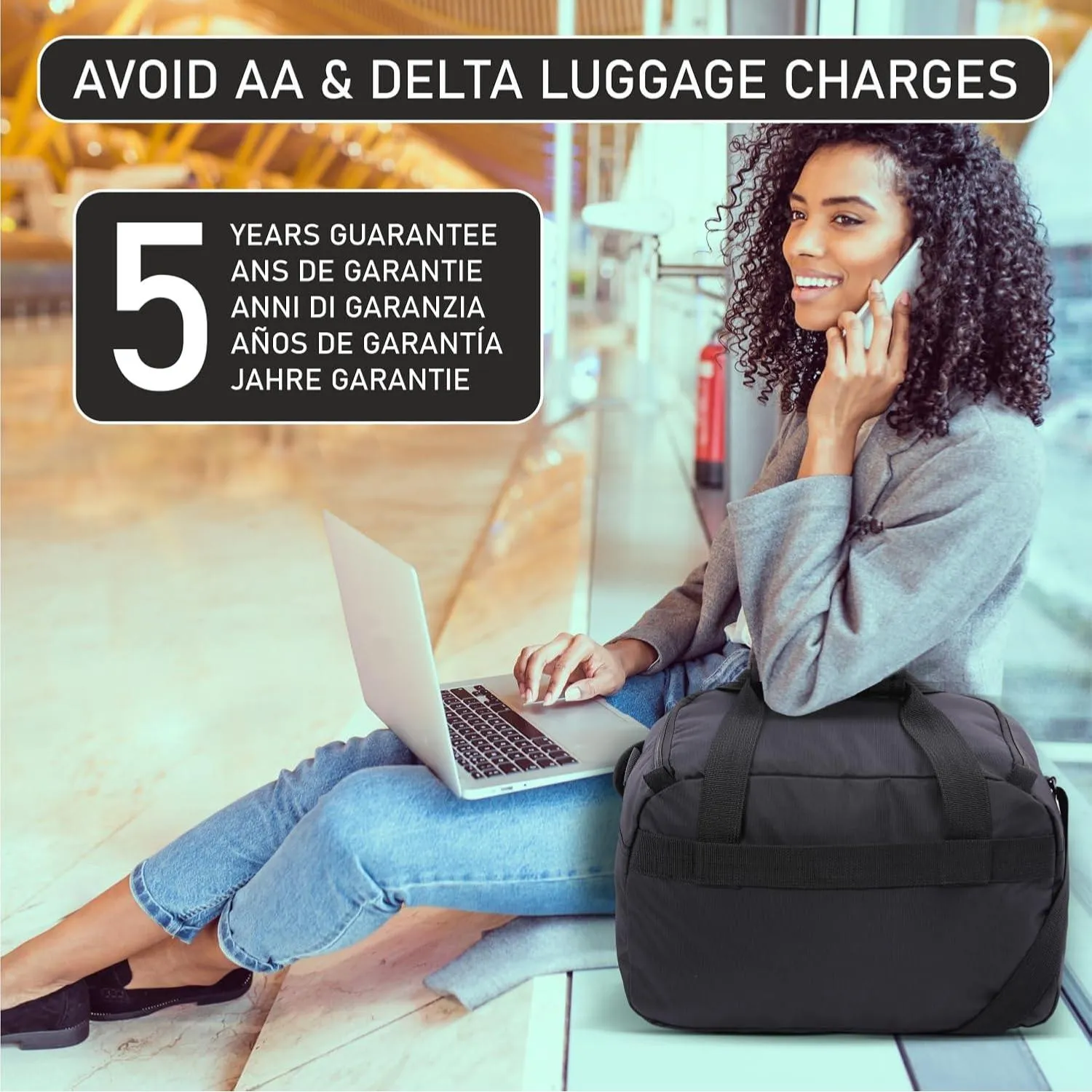 Aerolite 18x14x9” AA and Delta Maximum Size Cabin Bags with 5 Year Guarantee Foldable Carry On Premium Bag Holdall Small Lightweight Cabin Luggage Under seat Flight Travel Duffel Bag