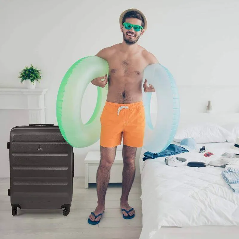 Aerolite 25" Medium Lightweight Hard Shell Checked In Hold Luggage Suitcase with 8 Wheels, 82L Capacity, 70x50x27cm