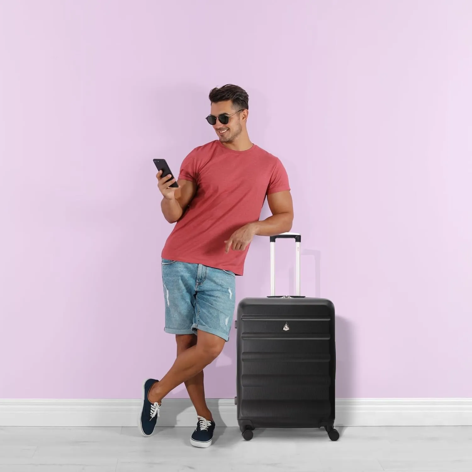 Aerolite 25" Medium Lightweight Hard Shell Checked In Hold Luggage Suitcase with 8 Wheels, 82L Capacity, 70x50x27cm