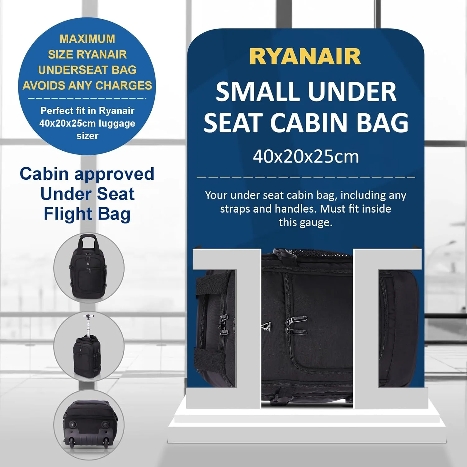 Aerolite 40x20x25cm Ryanair Maximum Premium Quality  Eco-Friendly Backpack Trolley with 2 Wheels, Extendable Handle, 10 Years Brand Warranty
