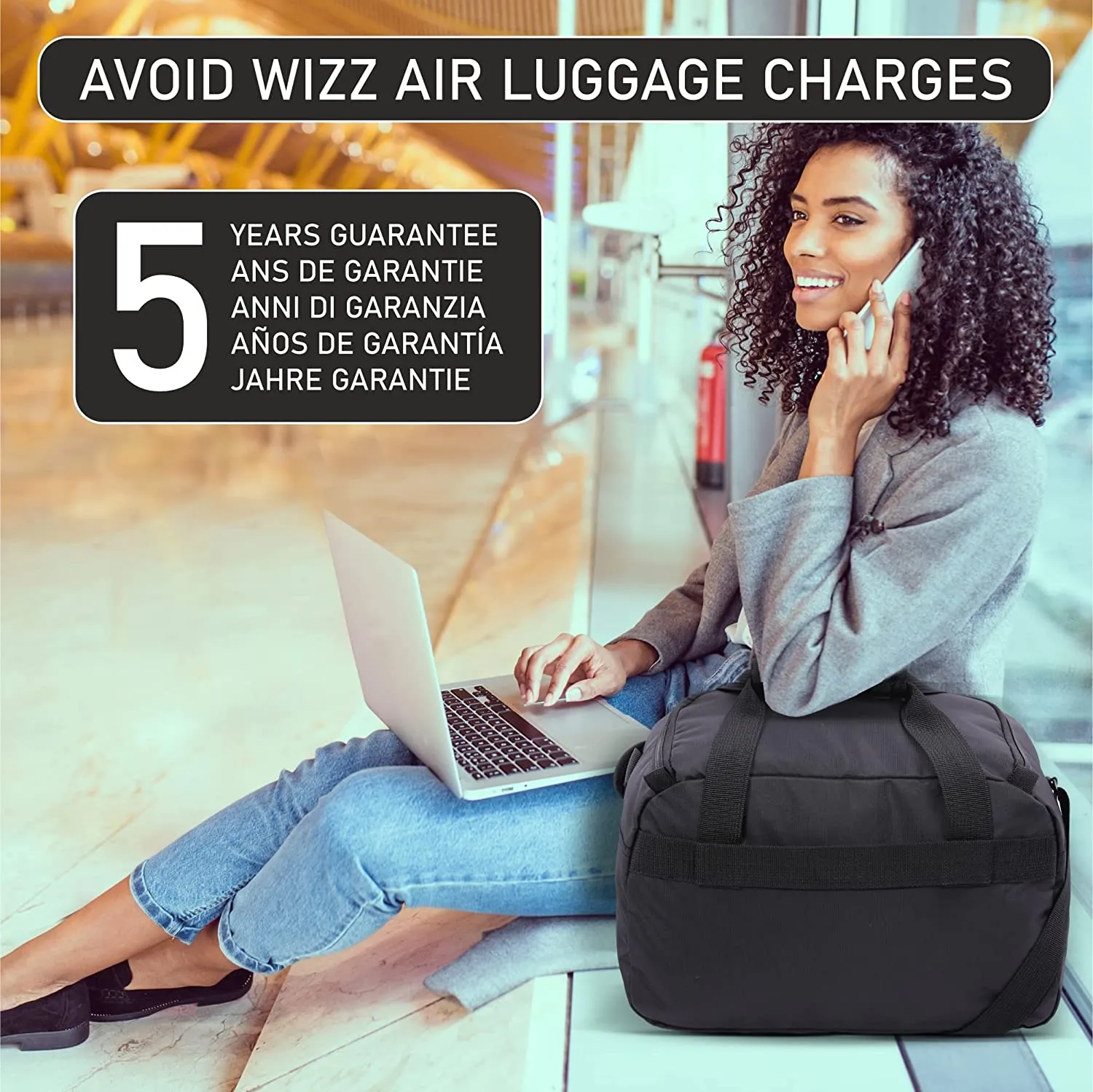 Aerolite 40x30x20 Wizz Air Maximum Size Cabin Bags with 5 Year Guarantee Foldable Carry On Premium Bag Holdall Small Lightweight Cabin Luggage Under seat Flight Travel Duffel Bag (Backpack   Holdall)