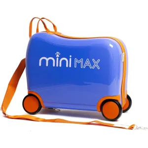 Aerolite MiniMax Childrens Ride-On Suitcase Fits 45x36x20cm Easyjet Maximum Size Kids Hand Luggage With Wheels 29L, Free Neck Pillow, Travel Bag & Stickers (Blue)