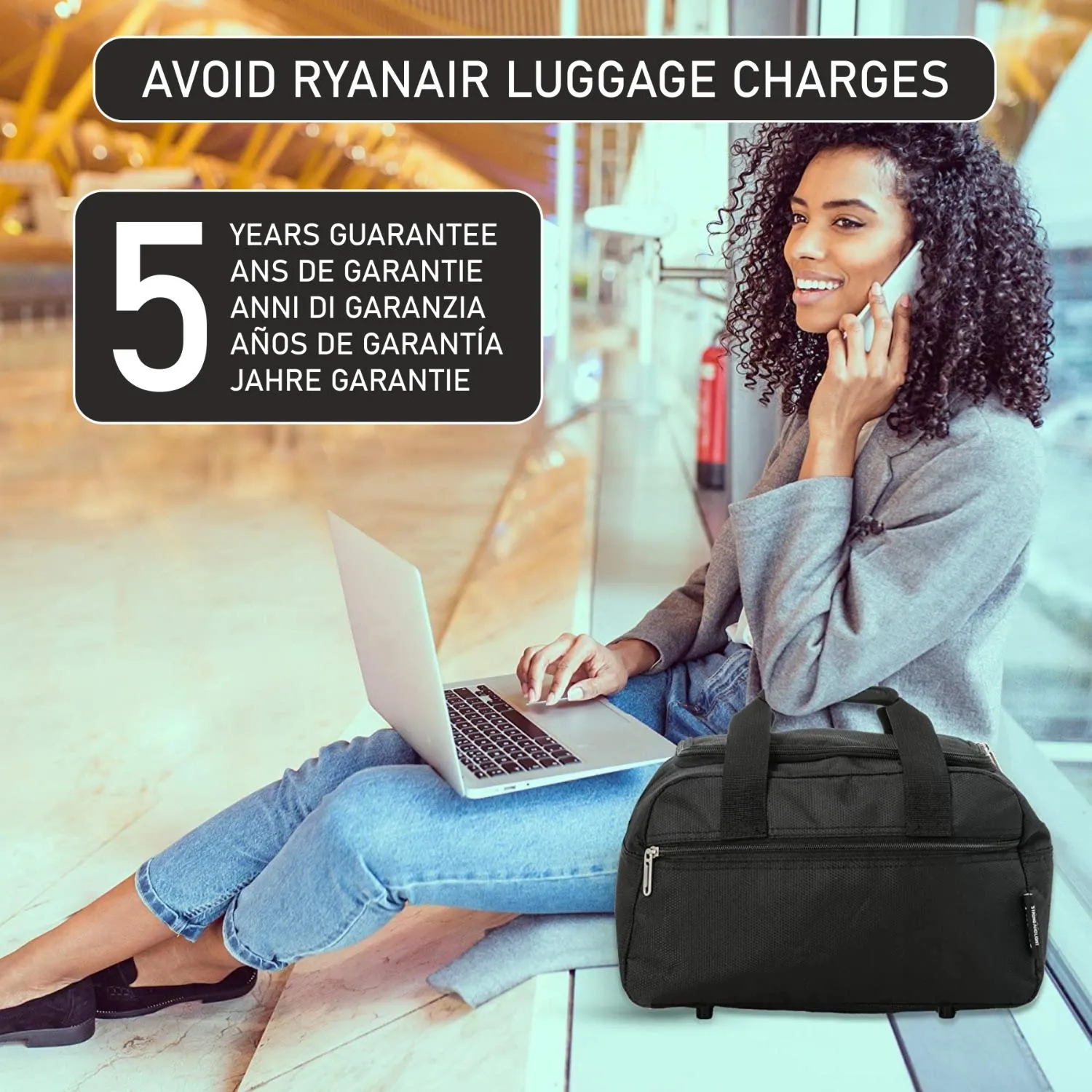 Aerolite Ryanair Plus Bundle, 29" Large Lightweight Hard Shell Luggage Suitcase 127L   Ryanair Maximum Holdall Underseat Cabin Bag (40x20x25cm)