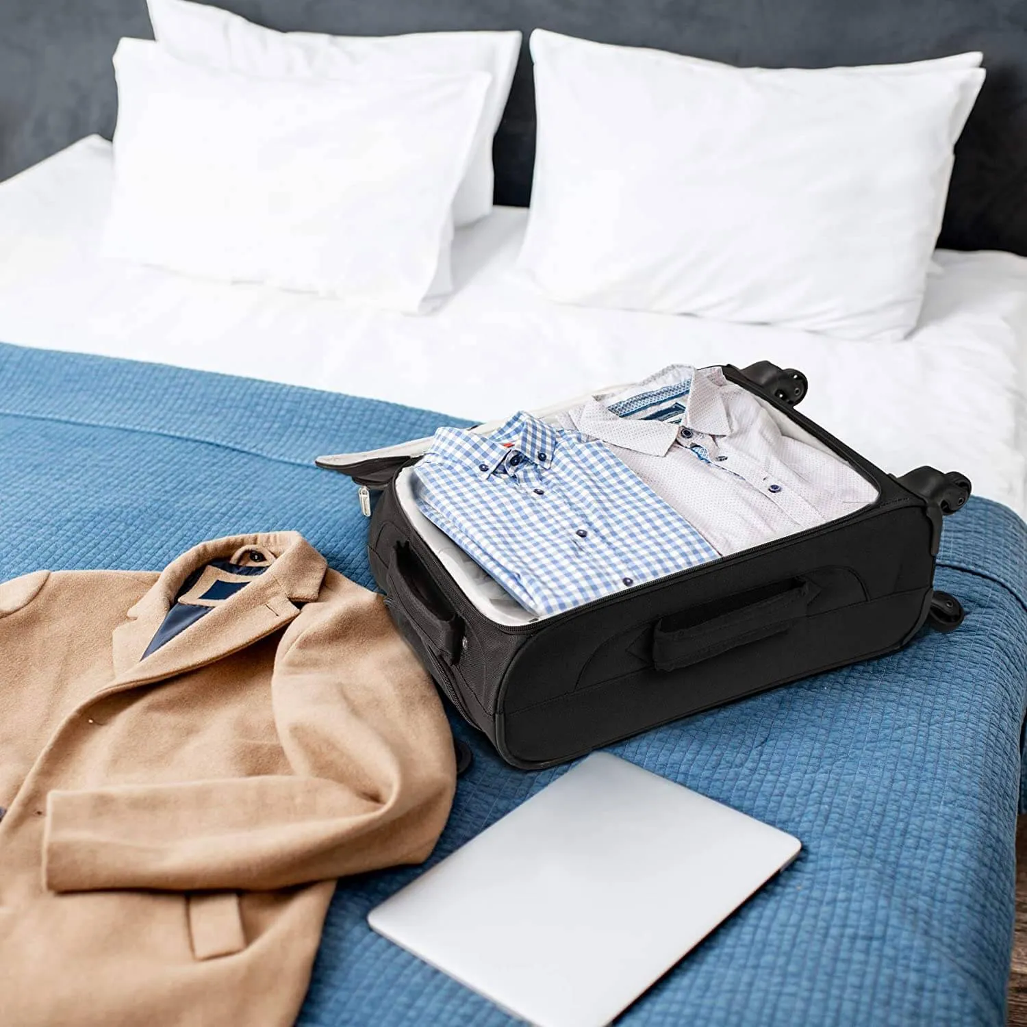 Aerolite Ryanair Priority Boarding Cabin Lightweight 2 Piece Carry On Hand Cabin Luggage Set Bundle - 55x35x20cm Suitcase   40x20x25cm Holdall