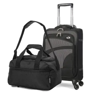 Aerolite Ryanair Priority Boarding Cabin Lightweight 2 Piece Carry On Hand Cabin Luggage Set Bundle - 55x35x20cm Suitcase   40x20x25cm Holdall