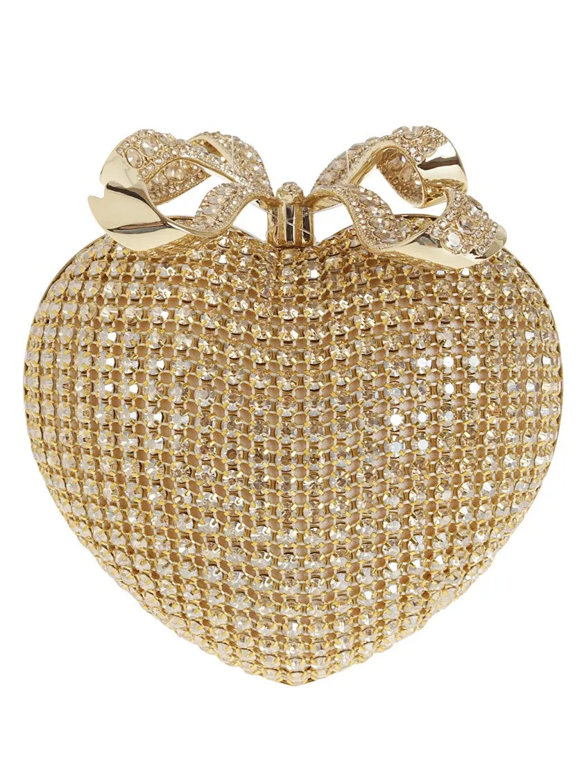 Gold Crystal Heart Clutch