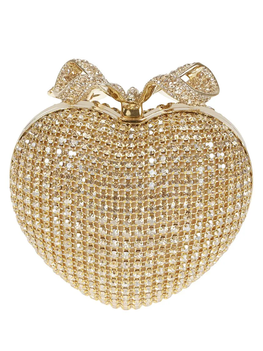 Gold Crystal Heart Clutch