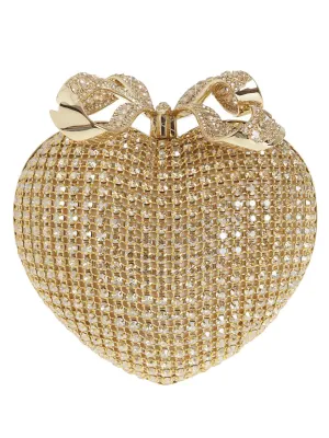 Gold Crystal Heart Clutch