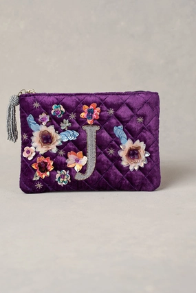 J Monogram Cosmetic Bag - Purple