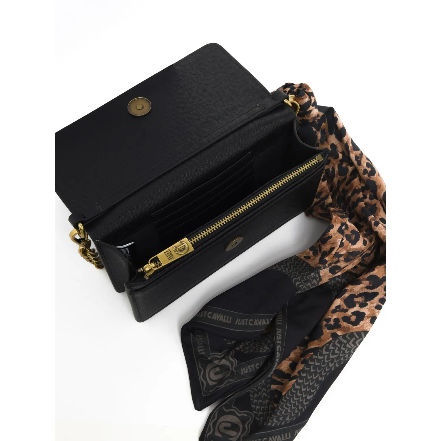 Just Cavalli Women's Leopard Print Scarf Shoulder Bag