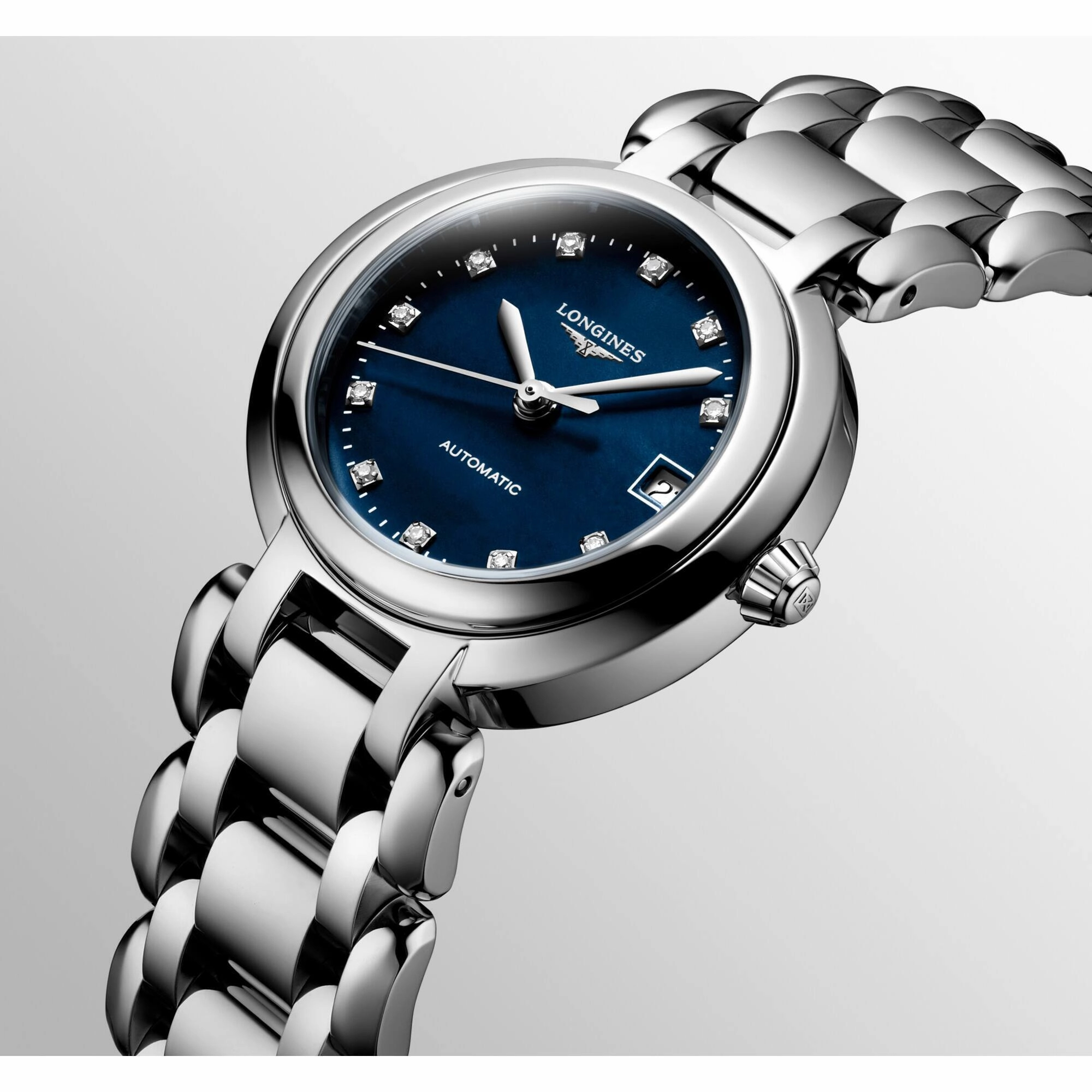 Longines Women's Watch - Primaluna Automatic Blue Dial Silver Bracelet | L81114986