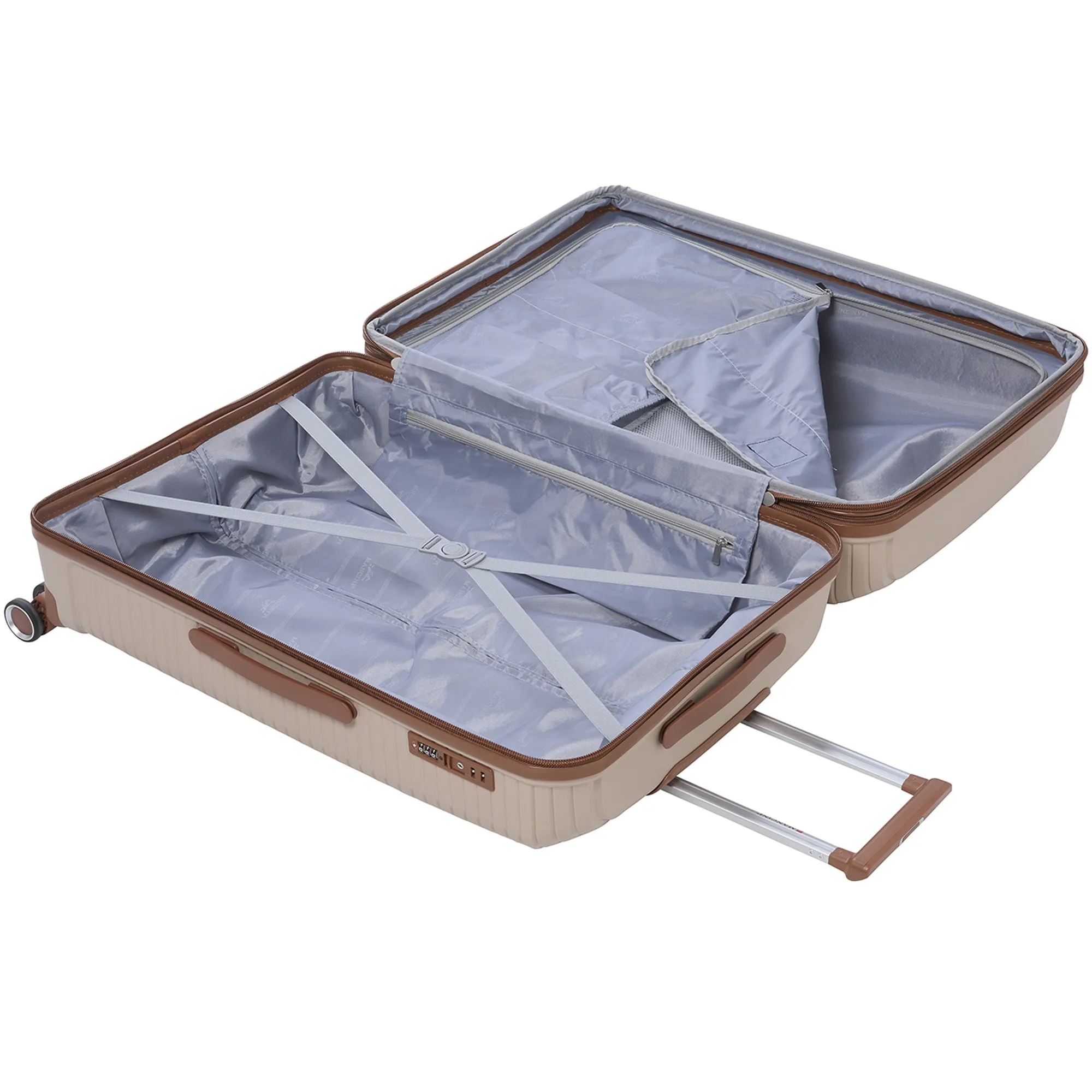 Mancini St. Lucia Collection Polypropylene Spinner Luggage 2-Piece Set (Carry-On & Large)
