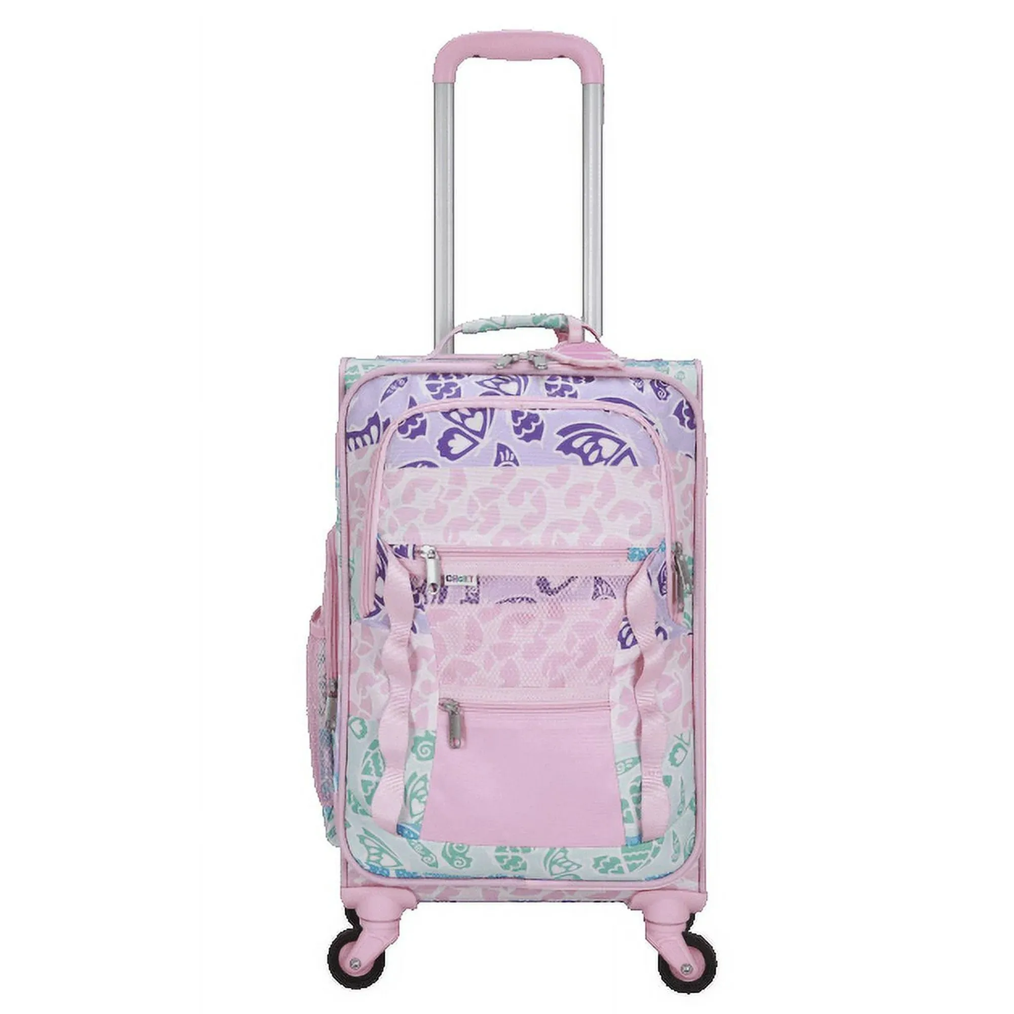 Olivet International CK-62022-SSSB CRCKT 3 Piece Set Social Butterfly Softside with Packing Cube and Luggage Tag, Pink Social Butterfly