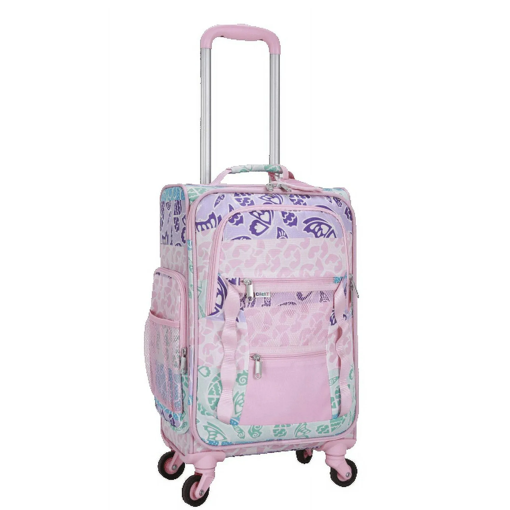 Olivet International CK-62022-SSSB CRCKT 3 Piece Set Social Butterfly Softside with Packing Cube and Luggage Tag, Pink Social Butterfly