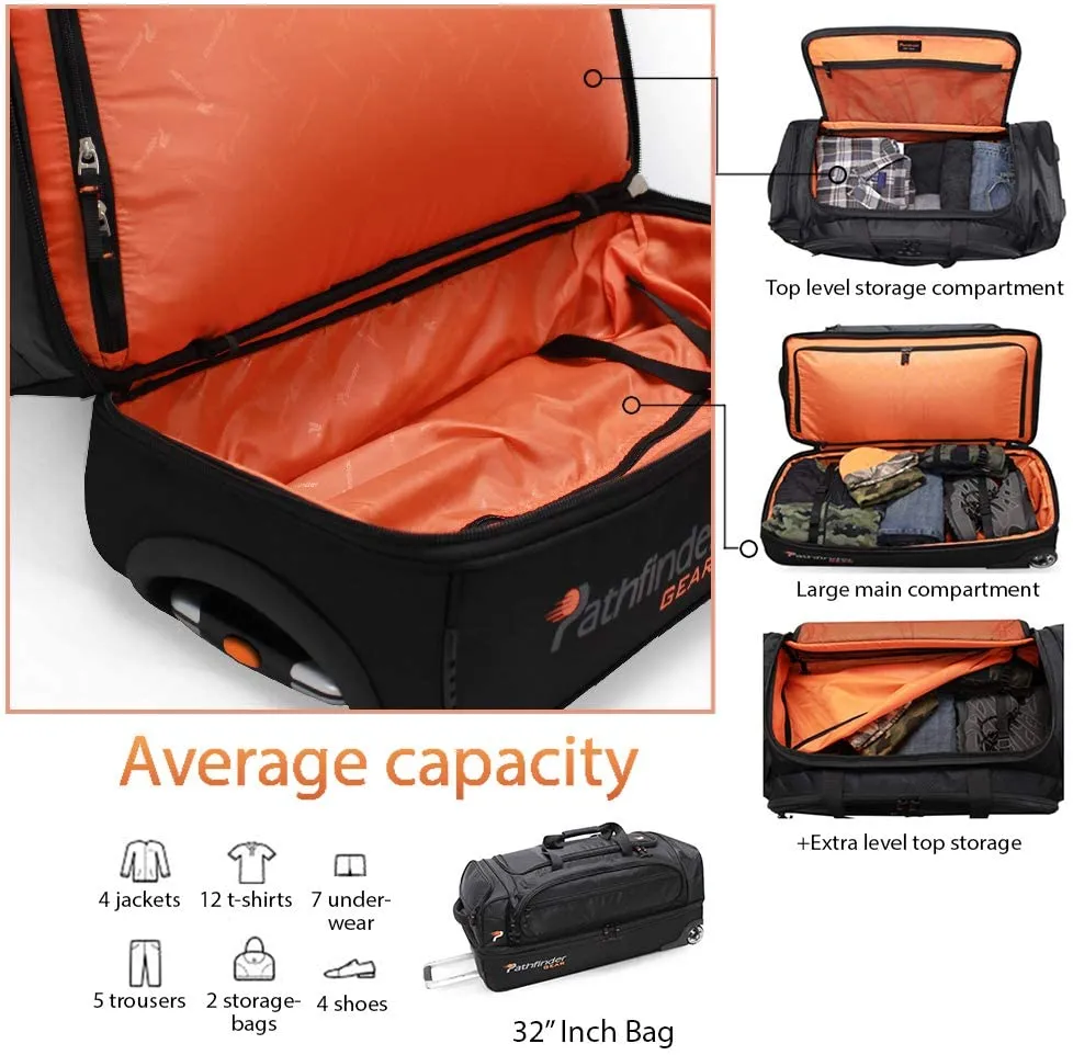 Pathfinder Gear 32" Rolling Drop-Bottom Duffel