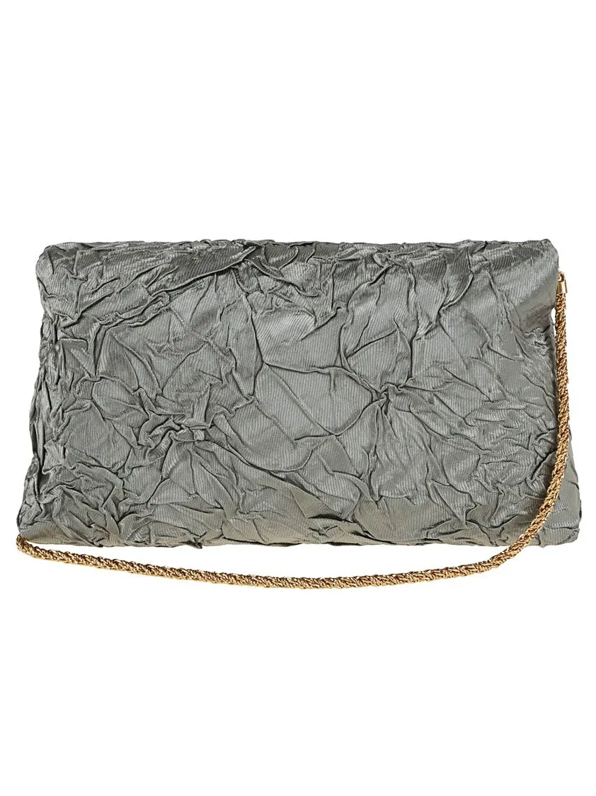 Pleated Light Blue Cotton Clutch Bag