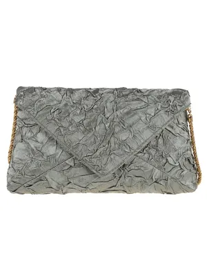 Pleated Light Blue Cotton Clutch Bag