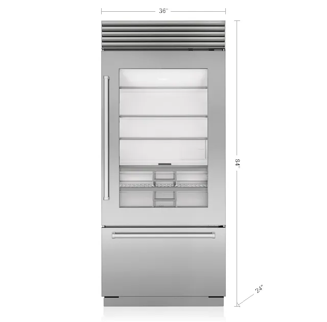 Sub-Zero CL3650UGSTR 36" Classic Over-And-Under Refrigerator/Freezer With Glass Door