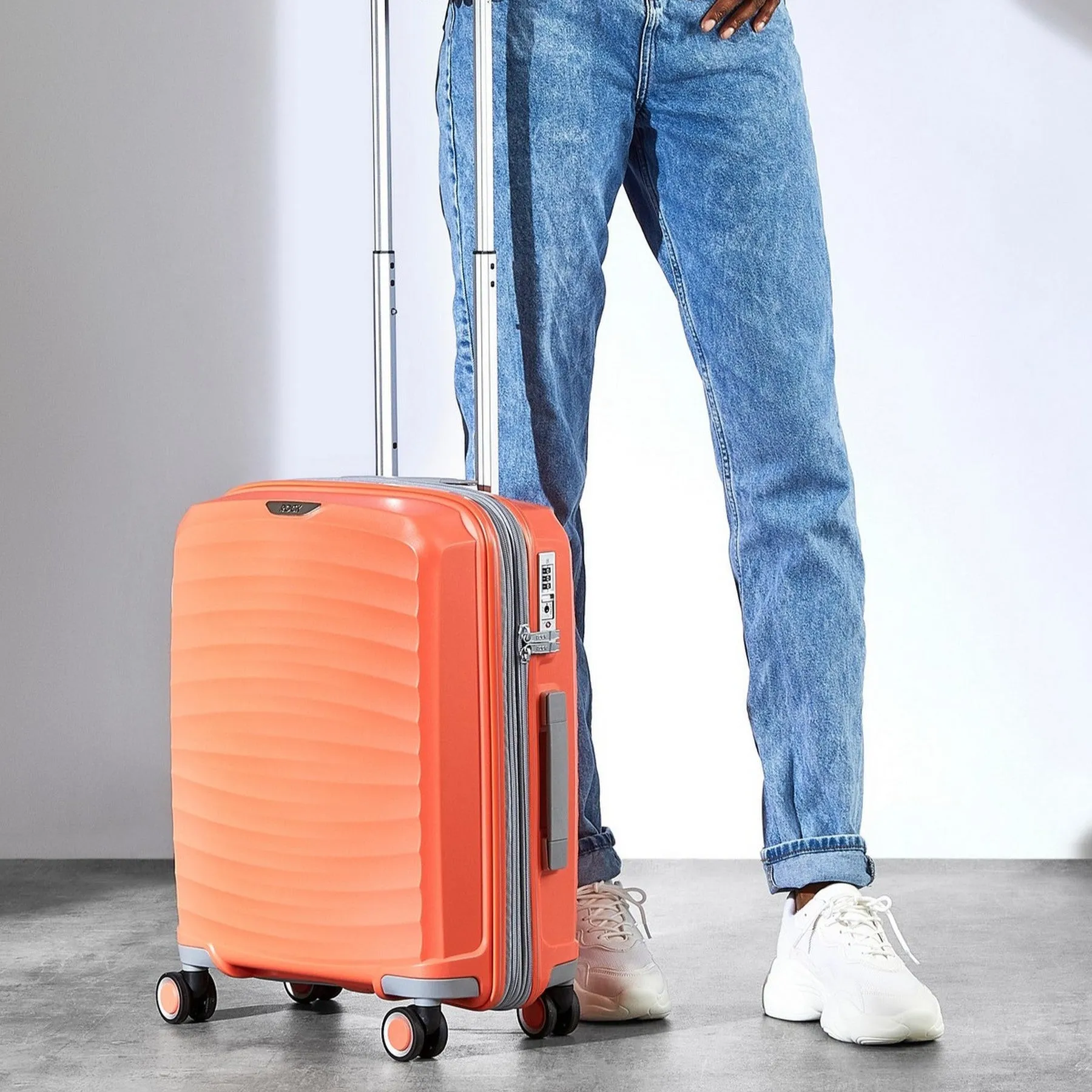 Sunwave Expandable Hardshell Cabin Suitcase 54cm - Peach