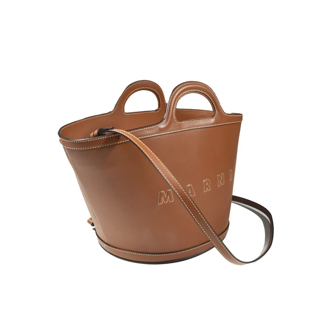 Tropicalia Small Bucket Bag In Brown Leather