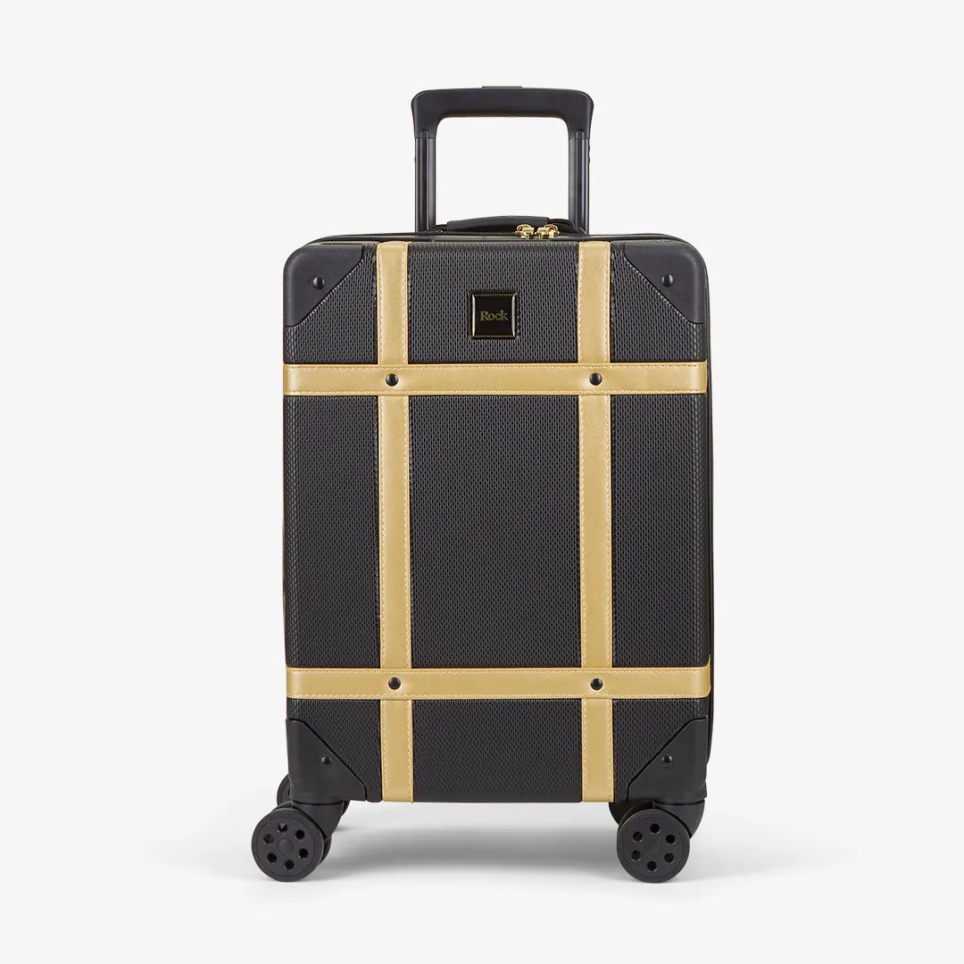 Vintage Hardshell Cabin Suitcase 54cm - Black / Gold