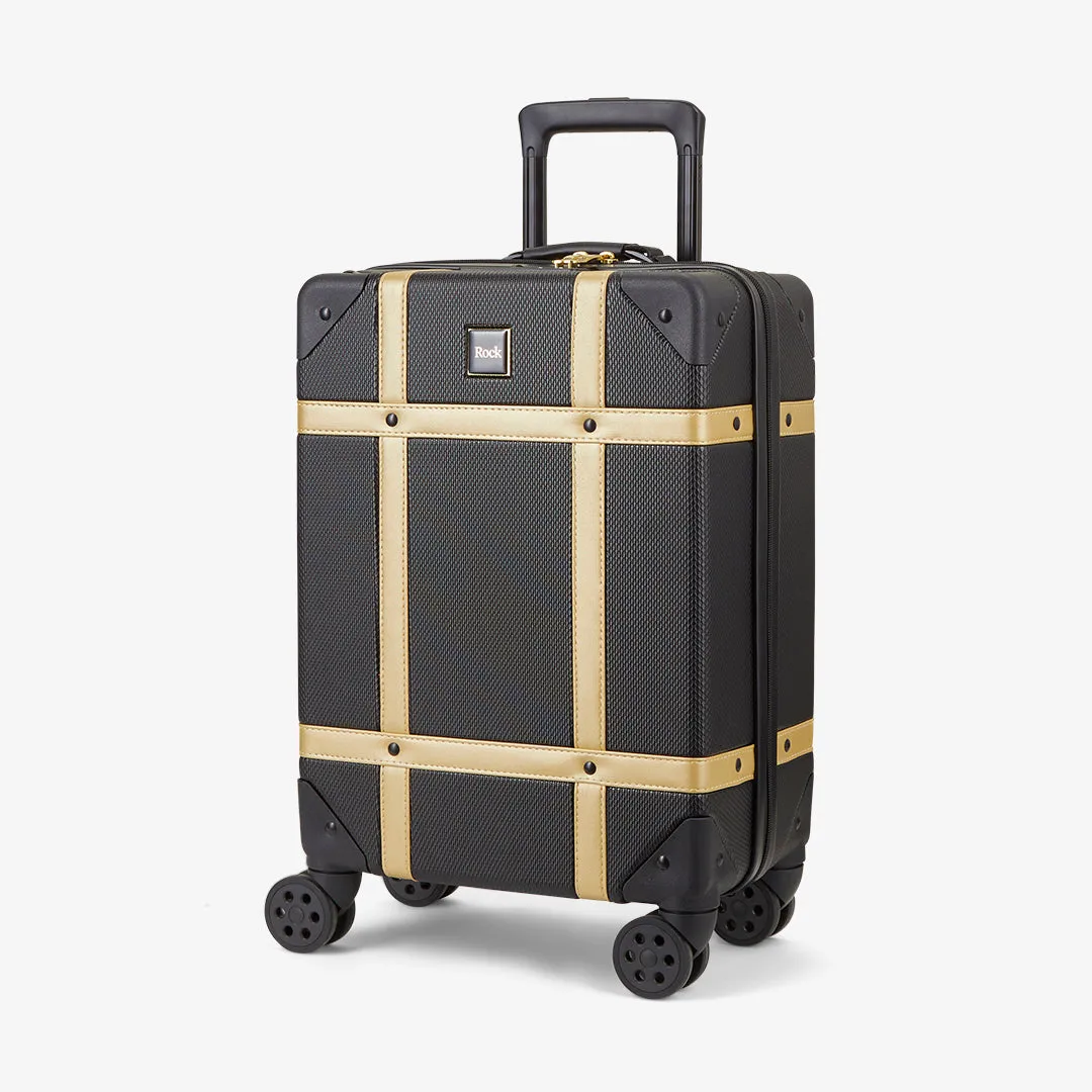 Vintage Hardshell Cabin Suitcase 54cm - Black / Gold